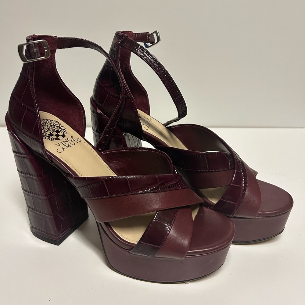 Vince Camuto Dark Red Platform Sandals